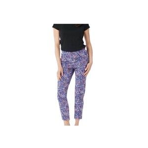 Isaac Mizrahi Live Women’s Stretch Icon Blue Pull On Paisley Ankle Pants 16 Tall